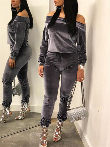 Off Shoulder Velvet Co-ord
