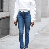 One Shoulder Button Sleeve Top (1440066863149)