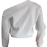 One Shoulder Button Sleeve Top (1440066863149)