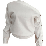 One Shoulder Button Sleeve Top (1440066863149)