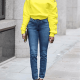 One Shoulder Button Sleeve Top (1440066863149)