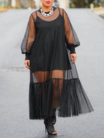 Ruffle Sheer Dress with Cami Dress