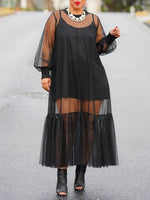 Ruffle Sheer Dress with Cami Dress