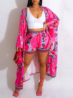 Printed Kimono & Shorts Set--Clearance