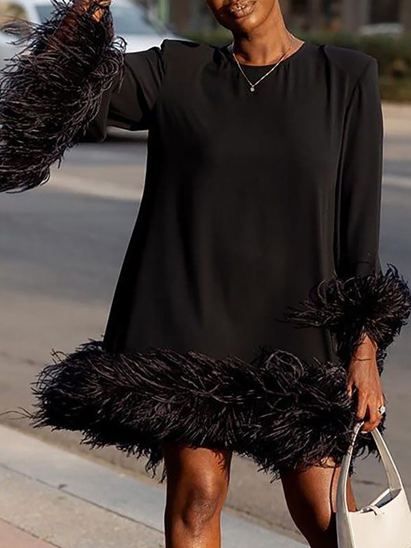 Feather Combo Dress