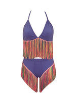 Multicolor Tassel Halter Bikini (1523288866861)