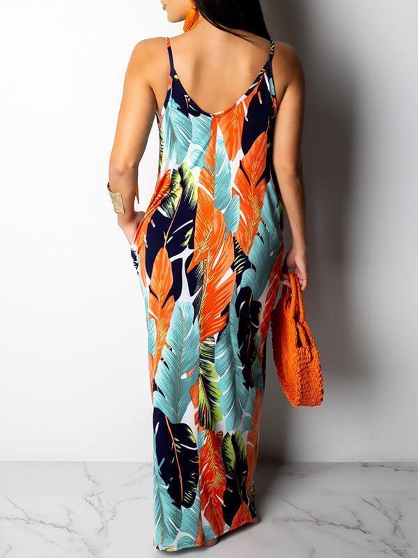 Printed V-Neck Cami Dress