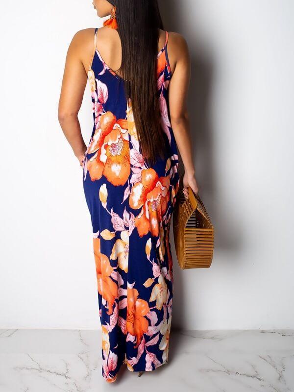 Printed V-Neck Cami Dress