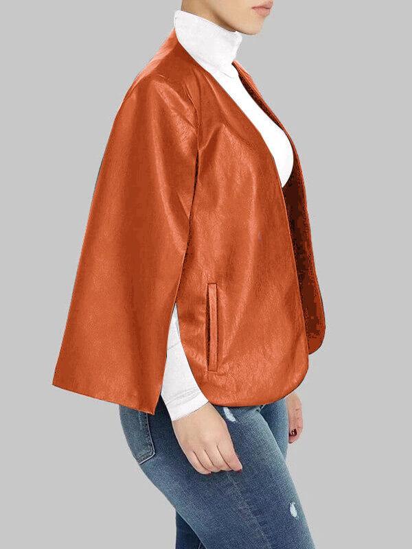Faux Leather Cape Jacket